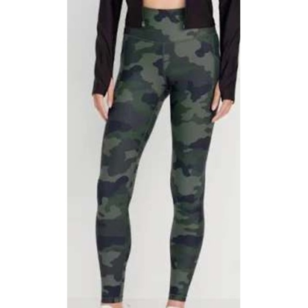 Old Navy Women's L Green Camo Leggings Powersoft High-Rise‎ Go-Dry